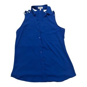 Express Women's Royal Blue Button-Down Blouse